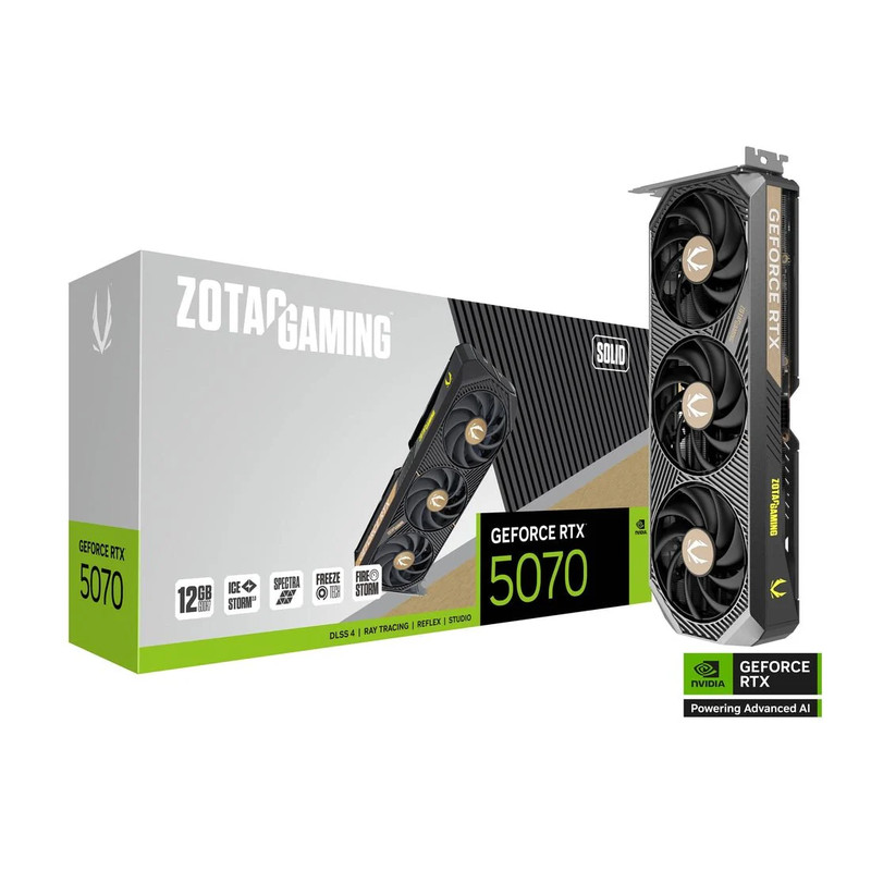Zotac Gaming GeForce RTX 5070 SOLID 12GB GDDR7 Graphics Card - كرت الشاشة